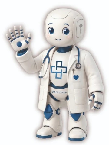 La mascotte di DR.SHOP24 che saluta